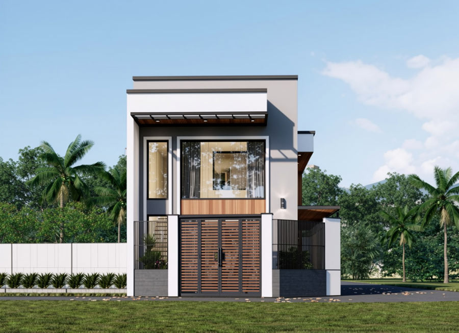 Mẫu nhà 1 tầng rưỡi mái bằng