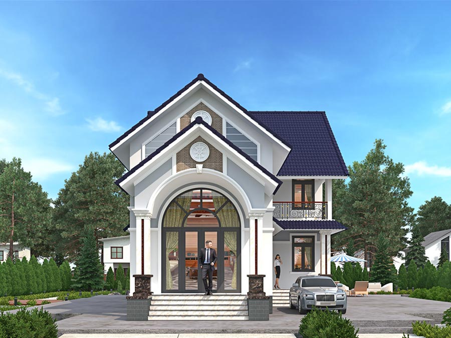 Mẫu nhà 1 tầng rưỡi đẹp mái Thái