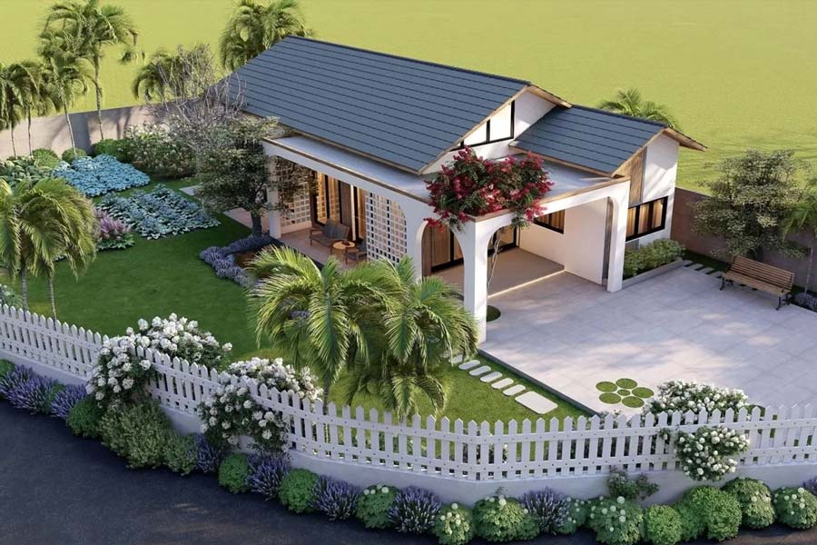 Mẫu nhà 1 tầng rưỡi ở nông thôn