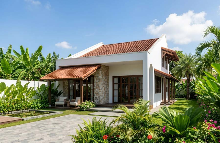 Mẫu nhà 1 tầng rưỡi ở nông thôn
