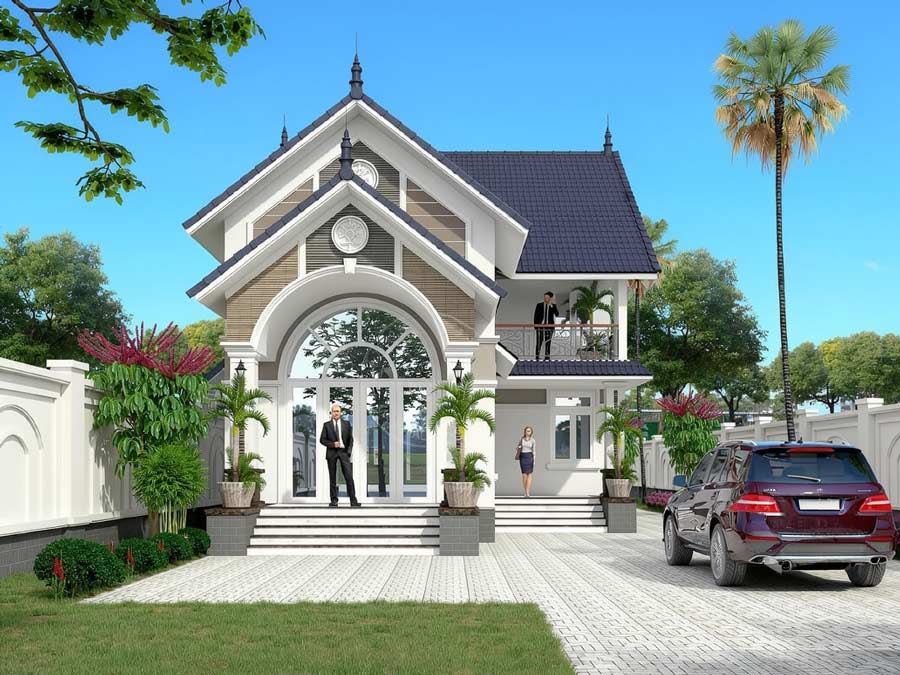 Mẫu nhà 1 tầng rưỡi ở nông thôn