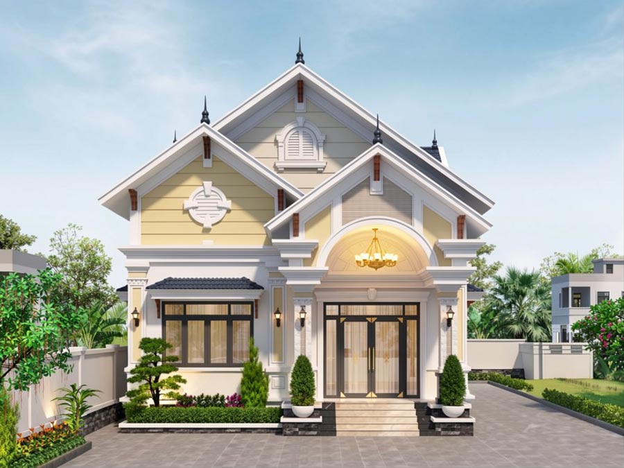 Mẫu thiết kế nhà 1 tầng rưỡi tân cổ điển