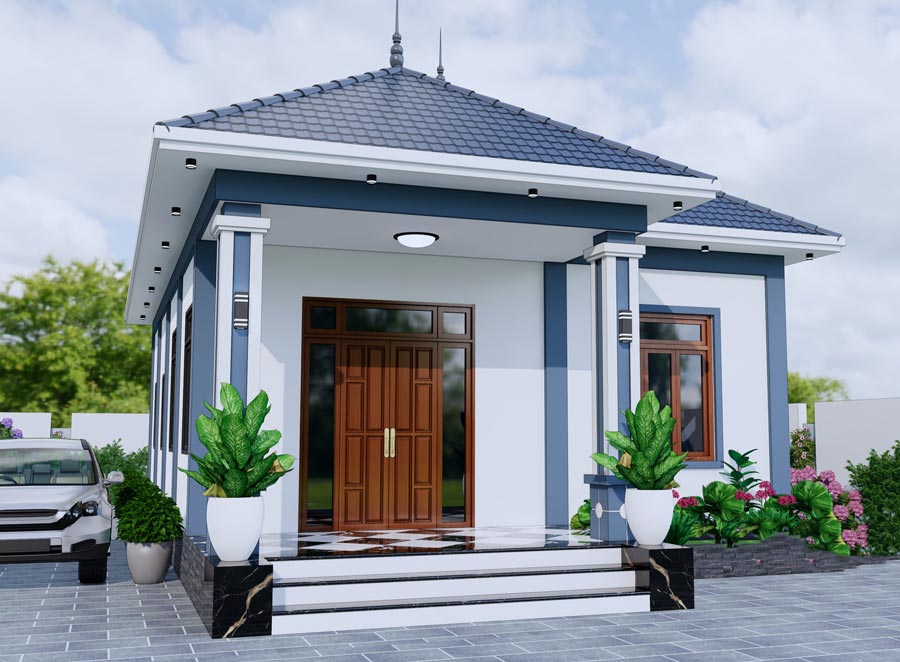 Mẫu nhà cấp 4 mái Thái 500 triệu đơn giản