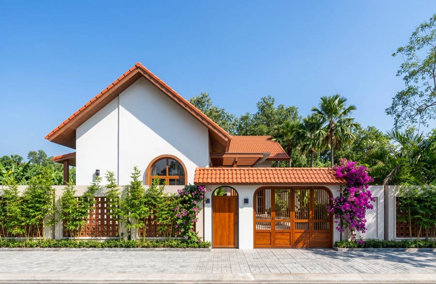Mẫu nhà chữ L 1 tầng 2 phòng ngủ 100m2