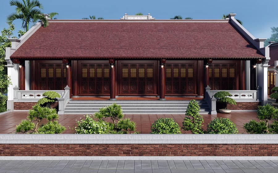 Mẫu nhà gỗ 1 tầng 4 phòng ngủ