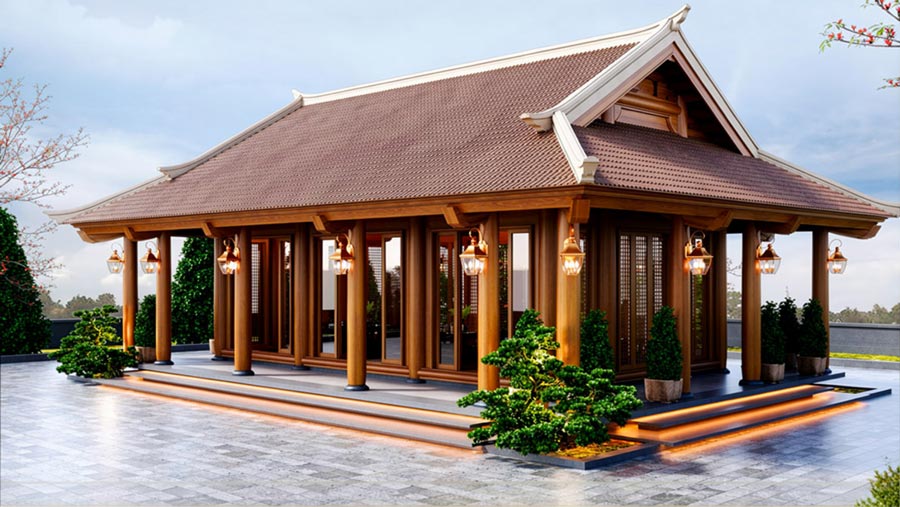 Nhà gỗ 1 tầng hiện đại