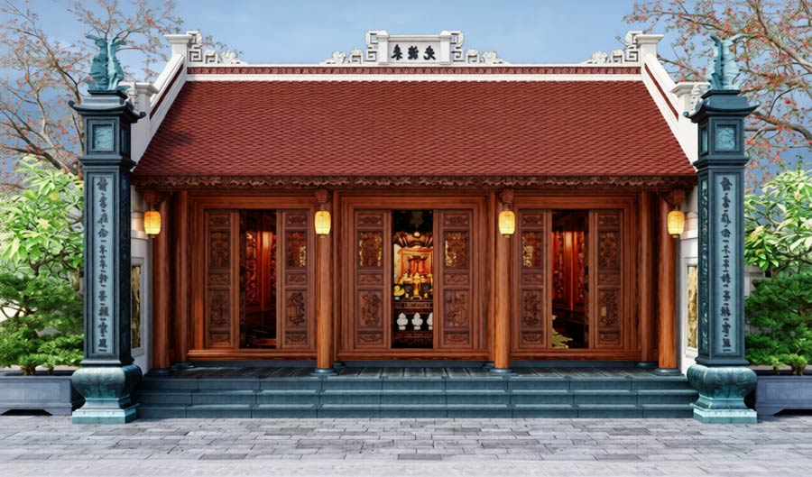 Nhà gỗ 1 tầng truyền thống 3 gian