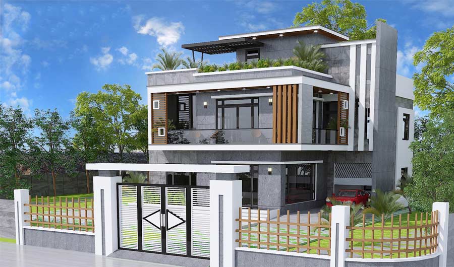 Nhà kính 2 tầng 4 phòng ngủ