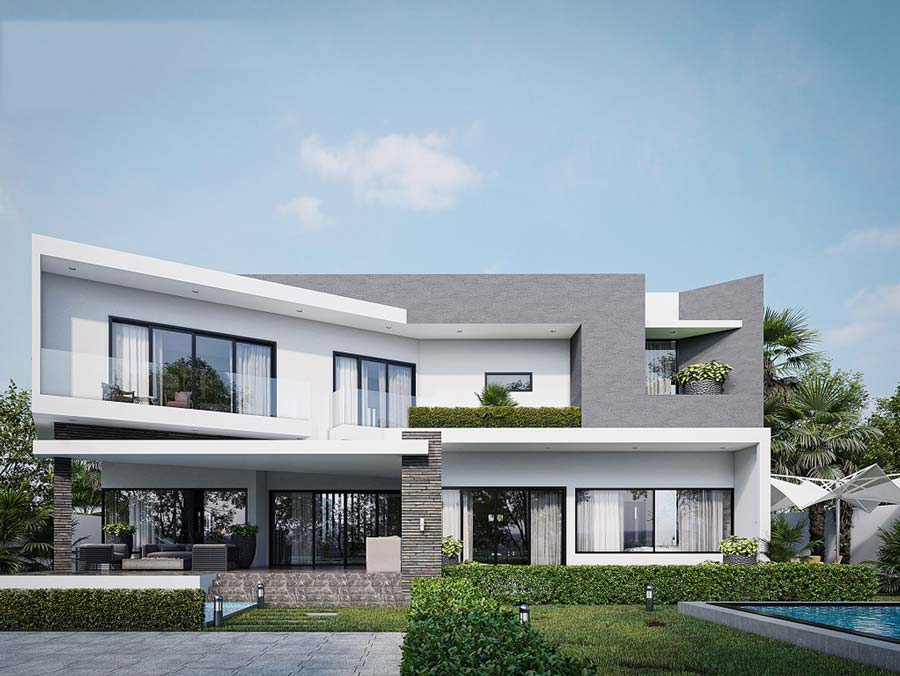 Thiết kế mẫu nhà kính 2 tầng đẹp có sân vườn