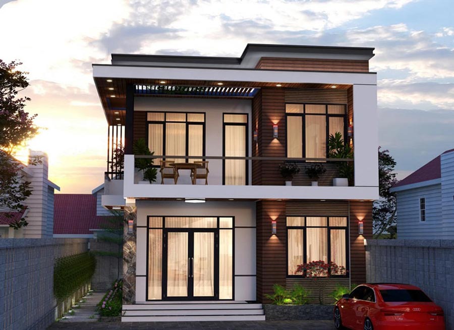 Mẫu nhà kính 2 tầng đẹp hiện đại