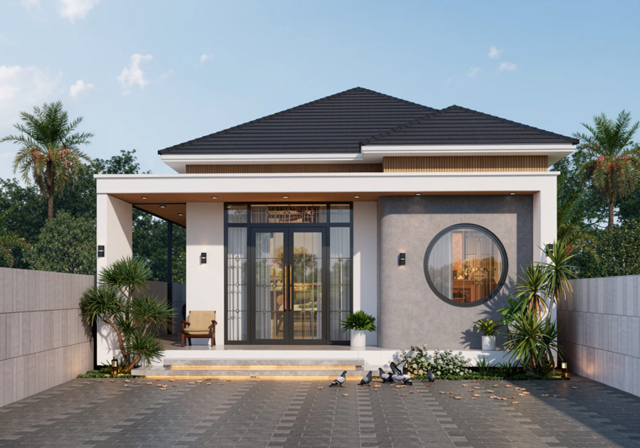 Nhà mái Nhật 1 tầng 3 phòng ngủ 100m2