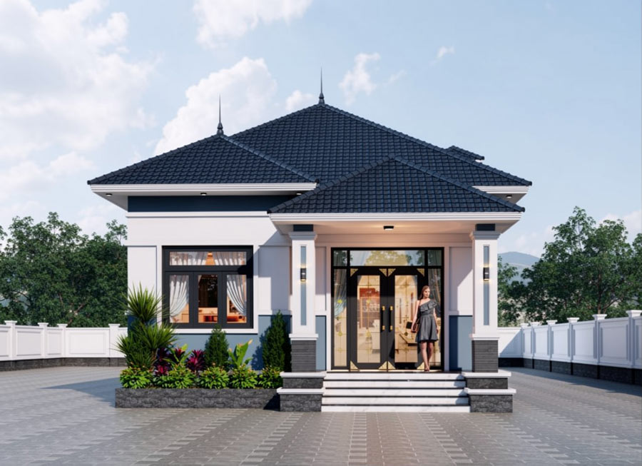 Nhà mái Nhật 1 tầng 3 phòng ngủ 100m2