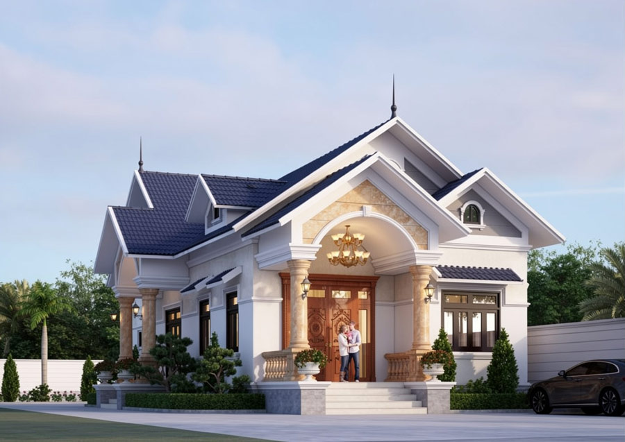 Nhà mái Thái 1 tầng 4 phòng ngủ 150m2