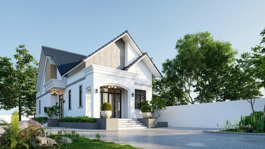 Nhà mái Thái 1 tầng 4 phòng ngủ 150m2