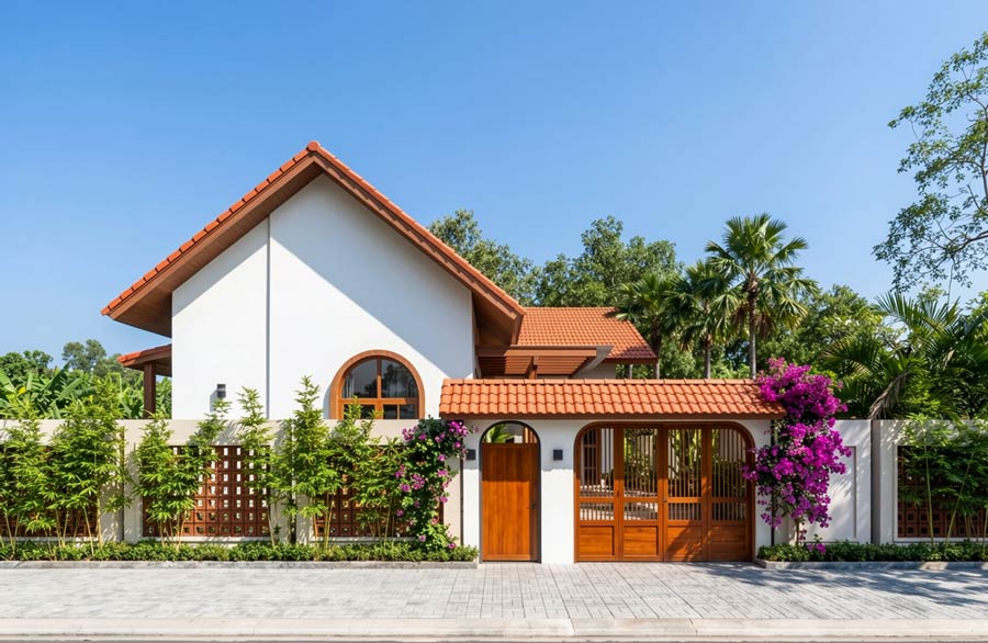 Mẫu nhà cấp 4 mái Thái 4 phòng ngủ ở nông thôn