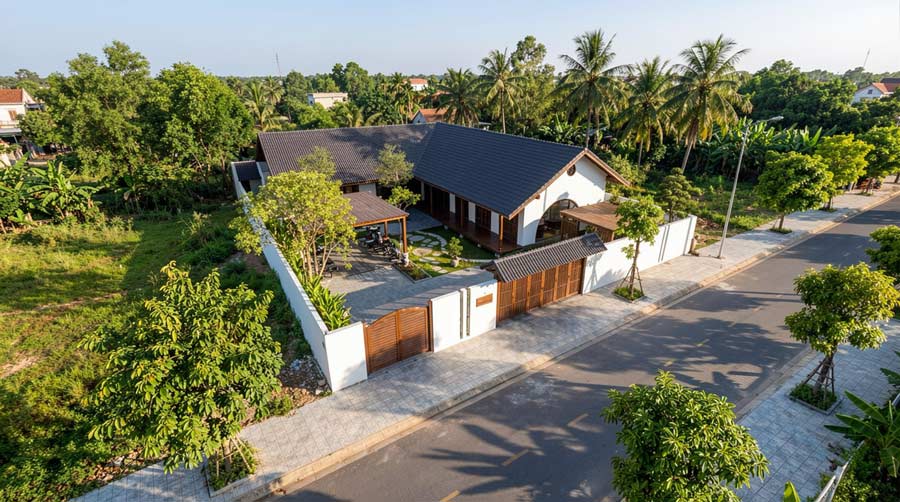 Mẫu nhà cấp 4 mái Thái 4 phòng ngủ ở nông thôn