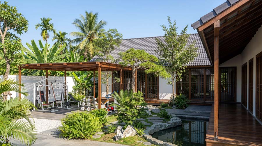 Mẫu nhà cấp 4 mái Thái 4 phòng ngủ ở nông thôn
