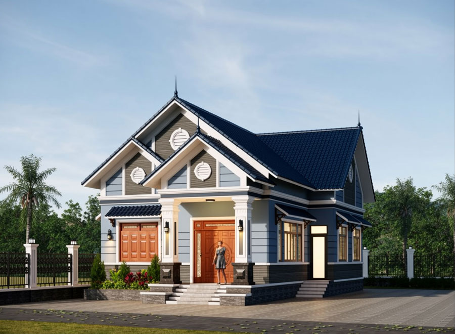 Mẫu thiết kế nhà mái Thái 1 tầng 5 phòng ngủ 250m2