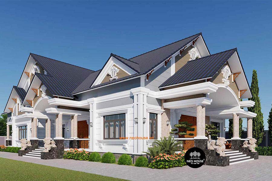 Mẫu nhà cấp 4 mái Thái 5 phòng ngủ ở nông thôn