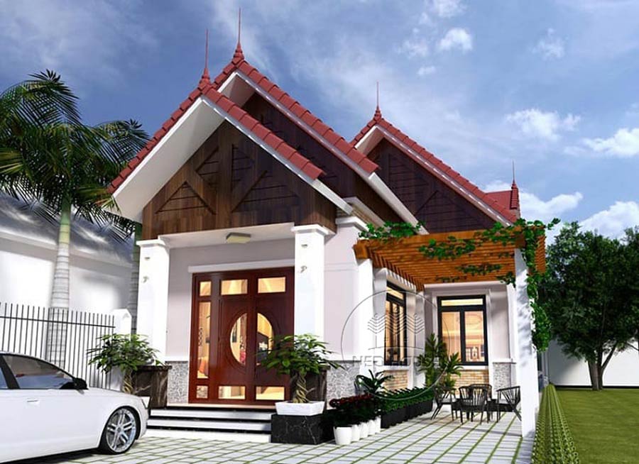 Mẫu nhà mái Thái chữ L 1 tầng 500 triệu
