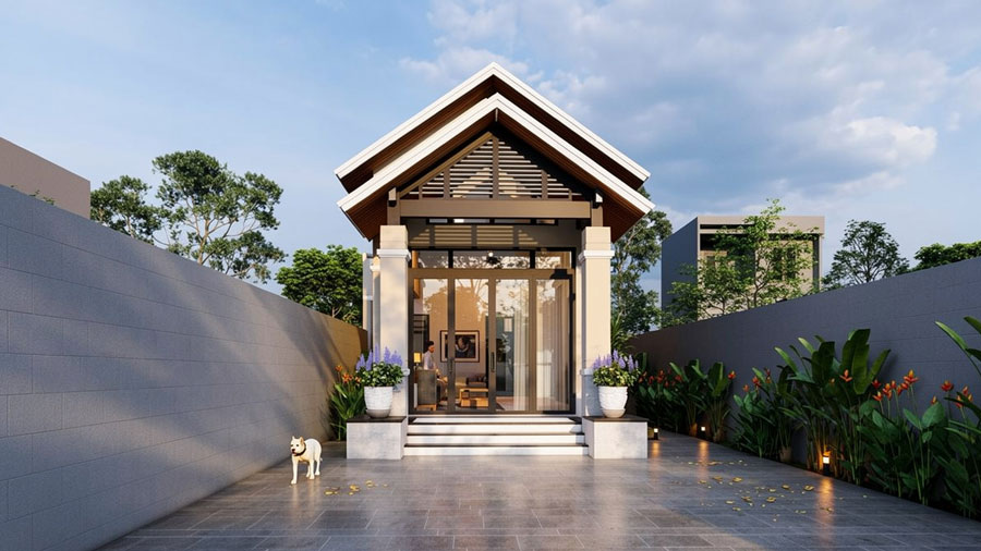Mẫu nhà ống 1 tầng 2 phòng ngủ 100m2