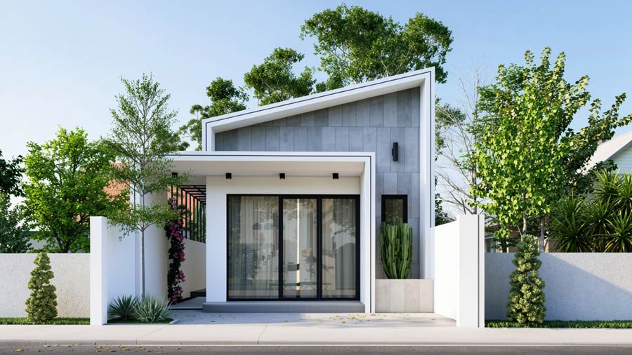Mẫu nhà ống 1 tầng 2 phòng ngủ 100m2