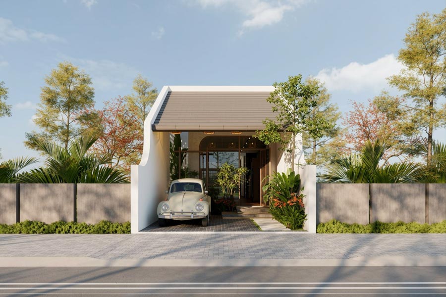 Mẫu nhà ống 1 tầng 3 phòng ngủ 100m2