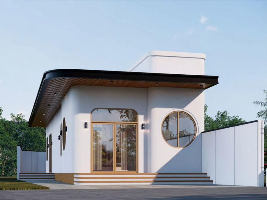 Mẫu nhà ống 1 tầng mái bằng 100m2