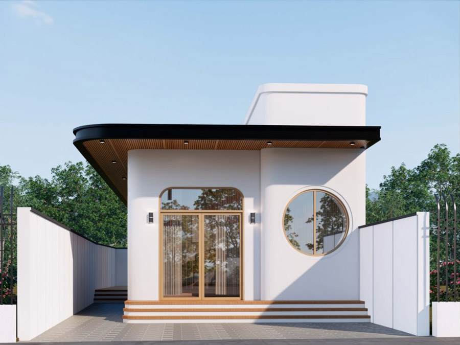 Mẫu nhà ống 1 tầng mái bằng 100m2