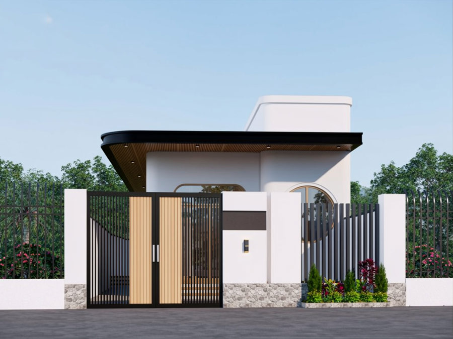 Mẫu nhà ống 1 tầng mái bằng 100m2