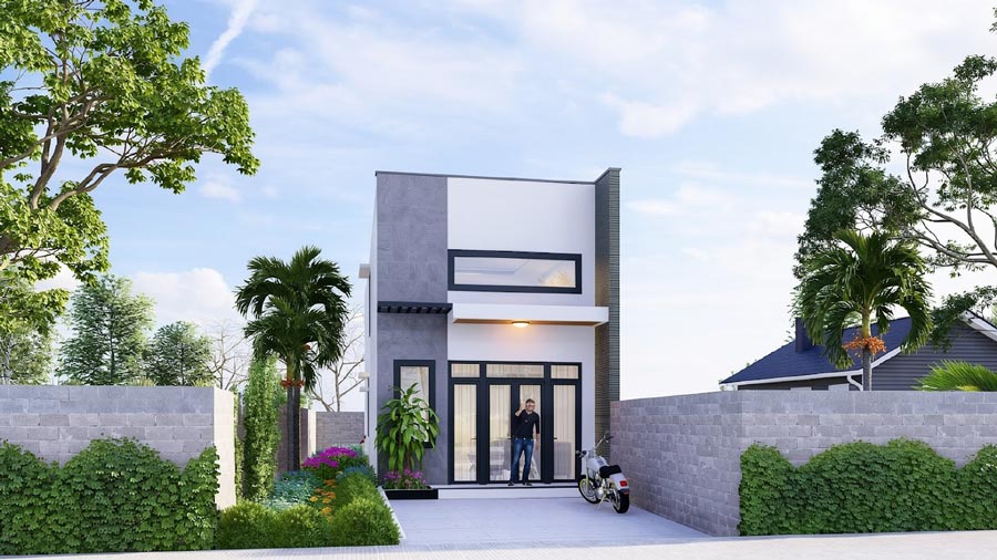 Mẫu nhà ống 1 tầng rưỡi đẹp