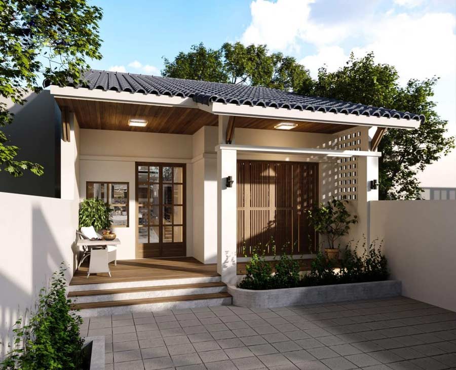 Mẫu nhà ống mái Thái 1 tầng 500 triệu
