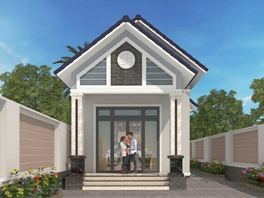 Mẫu nhà ống mái Thái 1 tầng 500 triệu