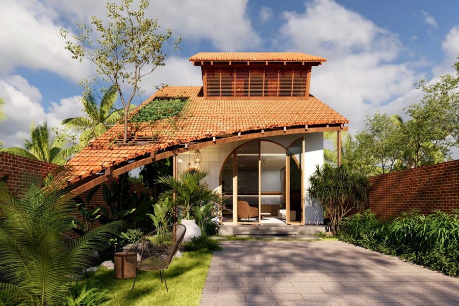 Mẫu nhà vườn 1 tầng rưỡi đẹp