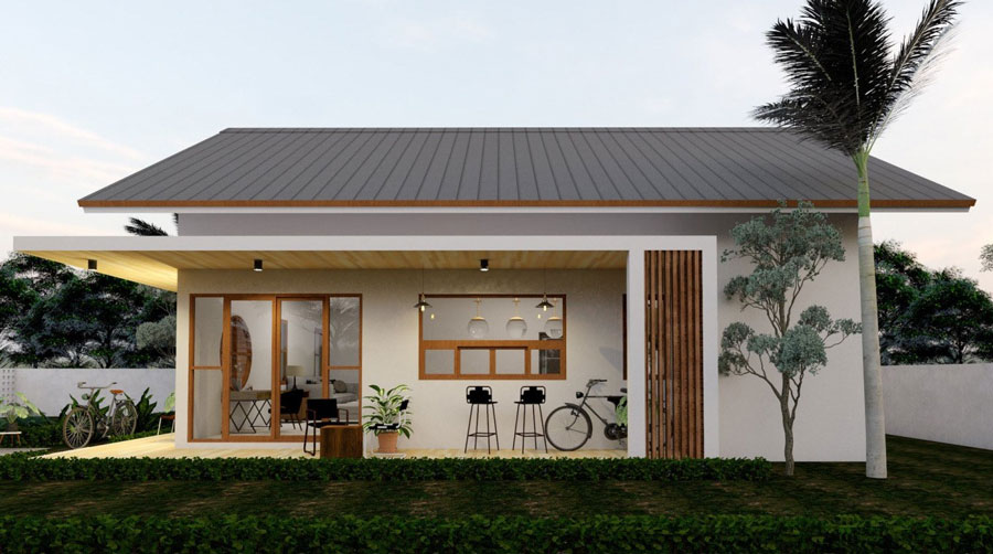 Mẫu nhà vườn mái Thái 1 tầng 500 triệu