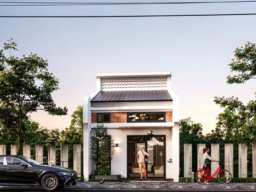 Mẫu nhà 1 tầng 3 phòng ngủ 80m2 có gác lửng