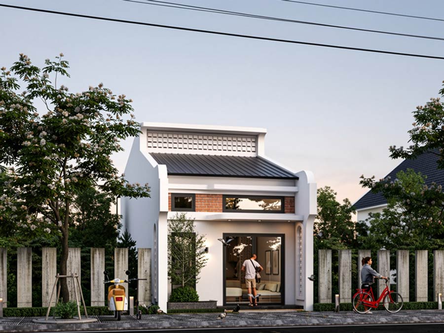 Mẫu nhà 1 tầng 3 phòng ngủ 80m2 có gác lửng