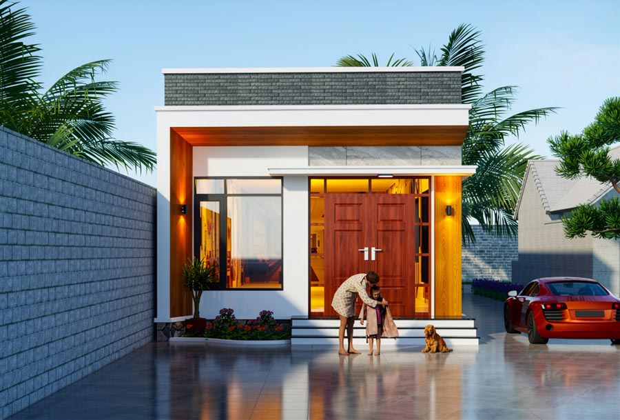 Mẫu nhà 1 tầng 3 phòng ngủ 80m2 phong cách hiện đại