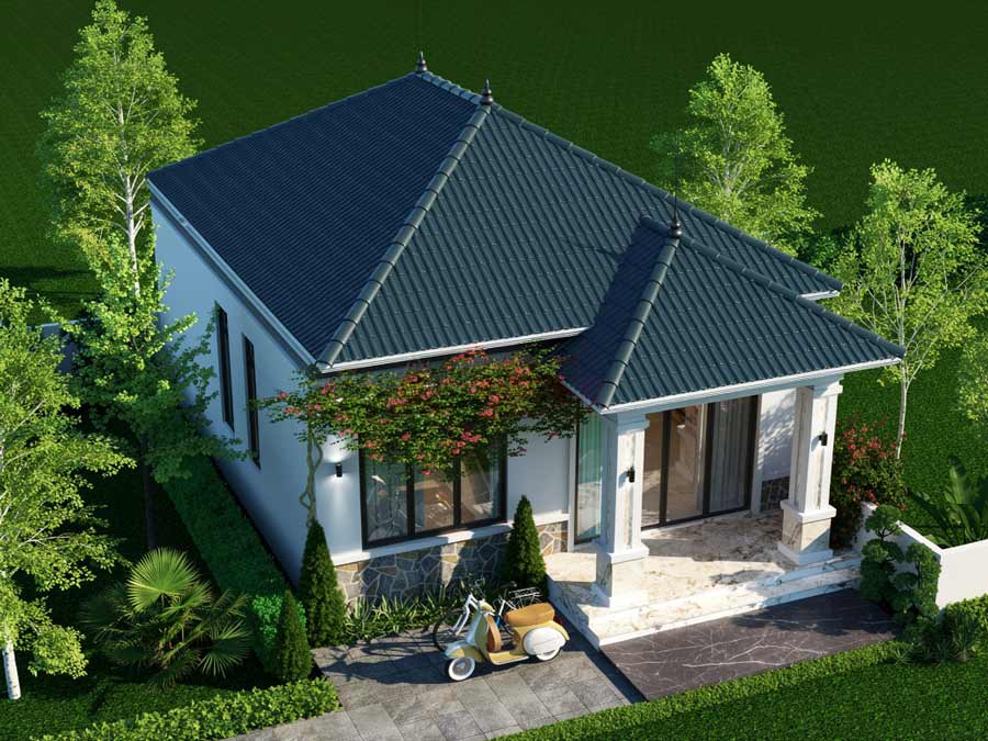 Mẫu nhà 1 tầng 3 phòng ngủ 80m2 mái Nhật
