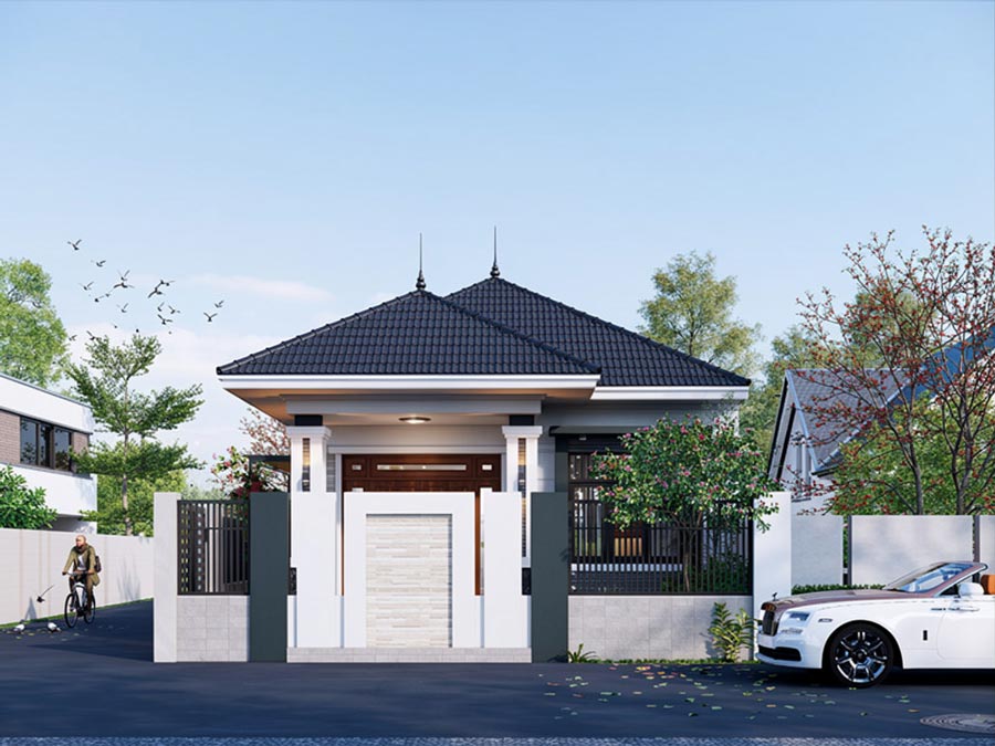 Mẫu nhà 1 tầng 3 phòng ngủ 80m2 mái Nhật