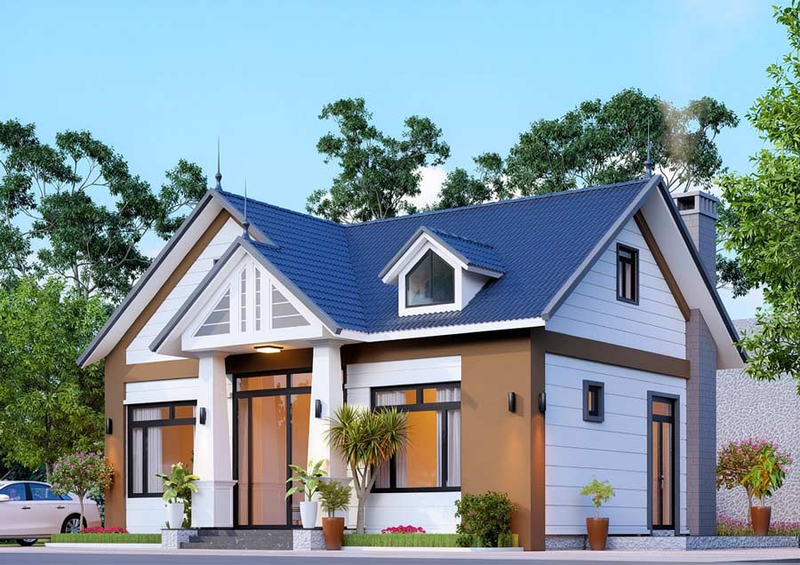 Mẫu thiết kế nhà 1 tầng 3 phòng ngủ 80m2 ở nông thôn