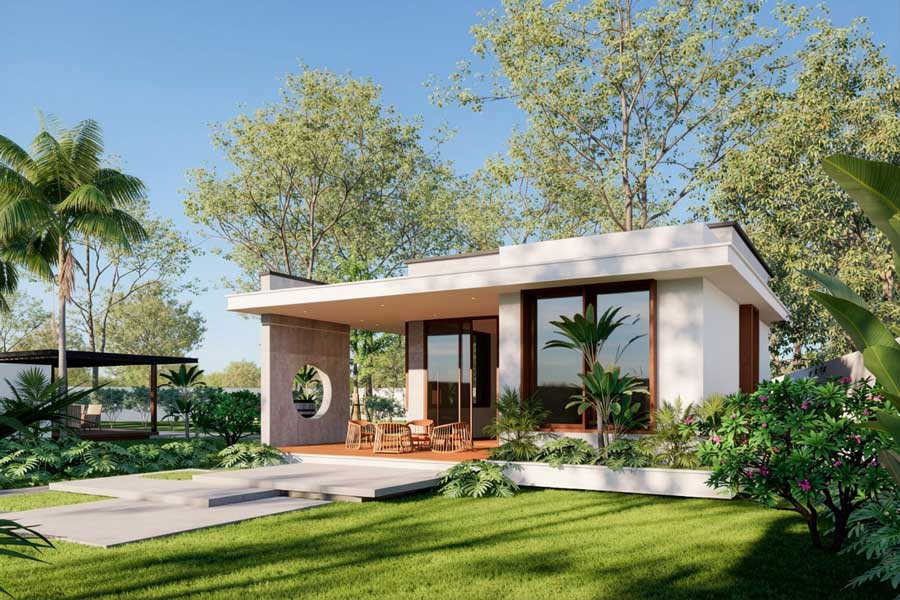 Mẫu nhà mái bằng 1 tầng đẹp, tiết kiệm chi phí. Ảnh 10