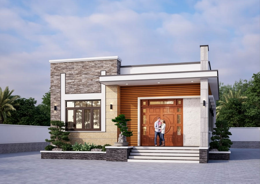 Mẫu nhà mái bằng 1 tầng đẹp, tiết kiệm chi phí. Ảnh 14