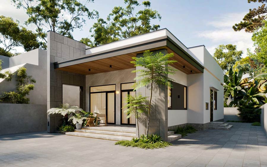 Mẫu nhà mái bằng 1 tầng đẹp, tiết kiệm chi phí. Ảnh 2