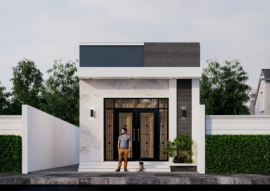 Mẫu nhà ống 1 tầng 3 phòng ngủ 80m2