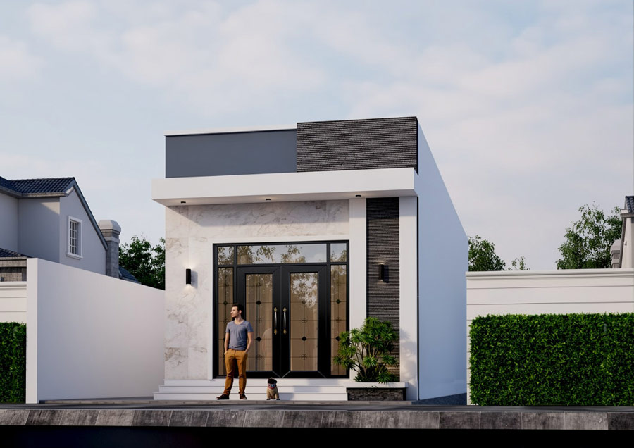 Mẫu nhà ống 1 tầng 3 phòng ngủ 80m2