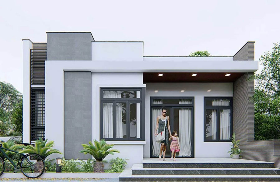 Mẫu thiết kế nhà vuông 10x10 1 tầng hiện đại