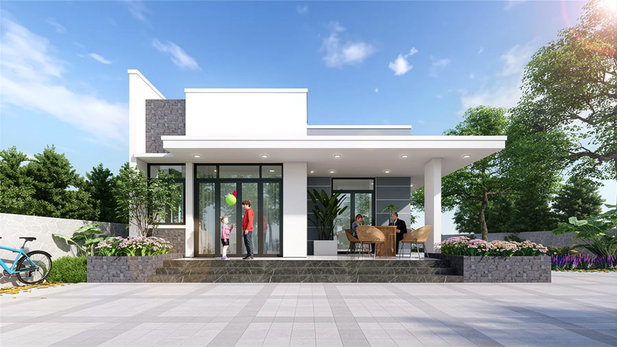 Mẫu thiết kế nhà vuông 10x10 1 tầng hiện đại