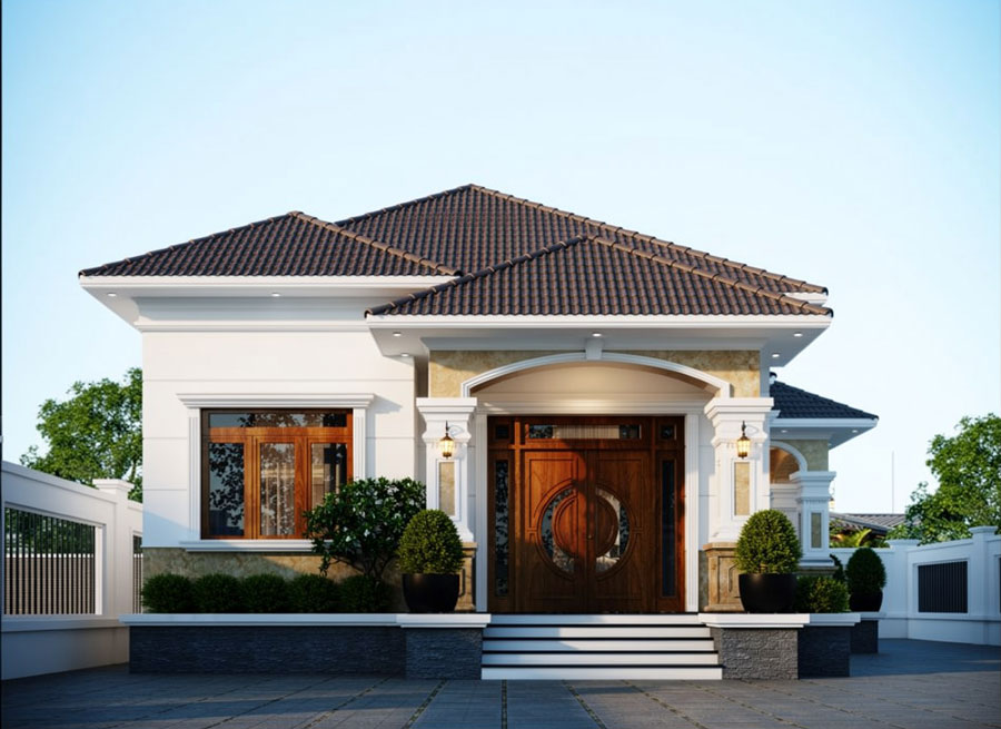 Mẫu thiết kế nhà vuông 10x10m 1 tầng mái Nhật