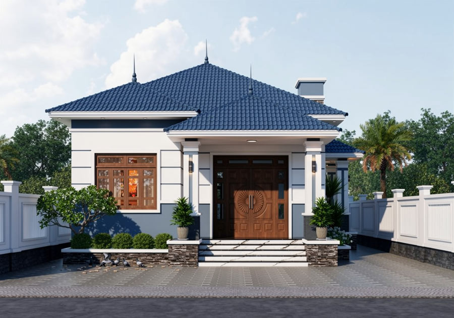Mẫu thiết kế nhà vuông 10x10m 1 tầng ở nông thôn